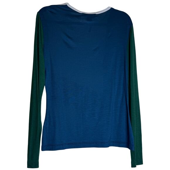 St. John Top Blouse Womens Medium Silk Blend Long Sleeve $295 Nautical SOFT NEW - Picture 2 of 13